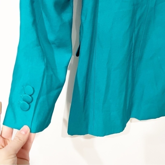 Zara Long Buttoned Blazer in Green Blue - Picture 10 of 16